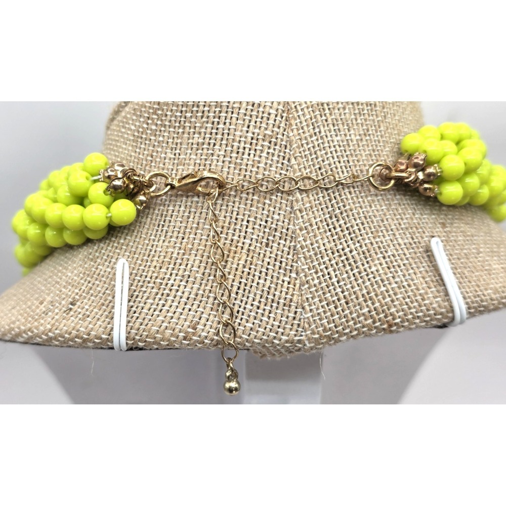 Lime Green Necklace Beaded Roped 6-Strands Lucite Graduated 18"-21" Adjust... - Picture 4 of 12